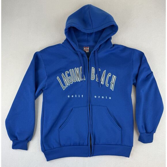 Vintage‎ Hill Full Zip Hoodie Blue Sweatshirt Size Large Laguna Beach CA - Picture 1 of 8